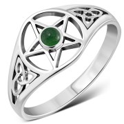 Green Aventurine Pentacle Sterling Silver Ring, r619