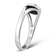 Garnet Celtic Silver Ring, r620