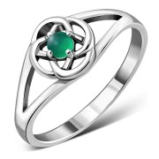 Green Agate Celtic Silver Ring, r620