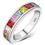 Hoshen 12 Tribes of Israel Sterling Silver Eternity Band Ring - R621MIX