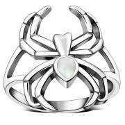 Mother Of Pearl Shell Spider Silver Ring, r625