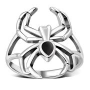 Black Onyx Spider Silver Ring, r625