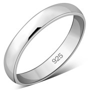 Plain Round Top Silver Wedding Ring, rp122