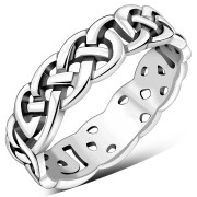 All round Celtic Knot Patterns Silver band Ring, rp145
