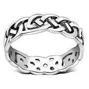 All round Celtic Knot Patterns Silver band Ring, rp145