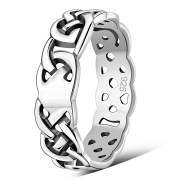 All round Celtic Knot Patterns Silver band Ring, rp145