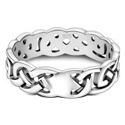 All round Celtic Knot Patterns Silver band Ring, rp145