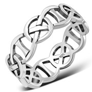 All round Celtic Knot Plain Silver Ring, rp234