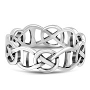 All round Celtic Knot Plain Silver Ring, rp234