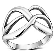 Wide braided plain simple silver ring, rp266