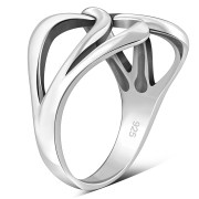 Wide braided plain simple silver ring, rp266