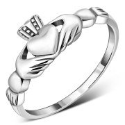 Small Celtic Claddagh Silver Ring 925 Sterling Silver, rp406