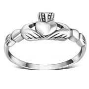 Small Celtic Claddagh Silver Ring 925 Sterling Silver, rp406
