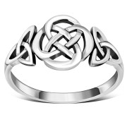 Plain Celtic and Trinity Knots Silver Ring, rp543