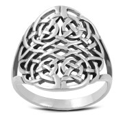Large Light Round Celtic Knot Silver Ring, rp545