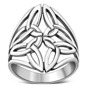 Wide Large Trinity Knot Silver Ring, rp553