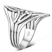Wide Large Trinity Knot Silver Ring, rp553