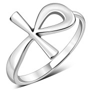 Plain Silver Ancient Egyptian ankh Cross Band Ring, rp557