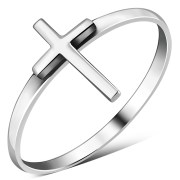 Simple Plain Silver Cross Ring, rp568