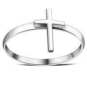 Simple Plain Silver Cross Ring, rp568