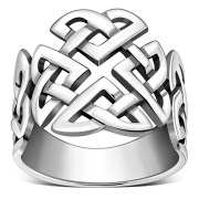 Celtic Trinity Knot Plain Wide Solid Silver Ring, rp579