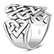 Celtic Trinity Knot Plain Wide Solid Silver Ring, rp579