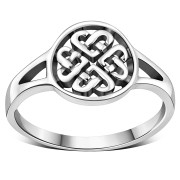 Plain Celtic Heart Knots Silver Ring, rp611