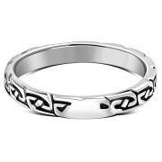 All round Celtic Knot Patterns Thin Silver band Ring, rp614