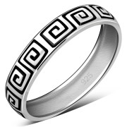 Greek Key Silver Wedding Ring, rp615