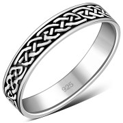 Celtic Knot Mens Silver Band Ring, rp624