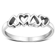 Plain Simple Silver Hearts Ring, rp628