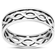 All round Celtic Silver Plain Band Ring