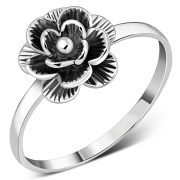 Ethnic Style Rose Flower Silver Ring, rp660