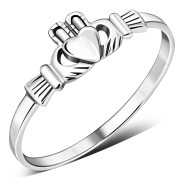 Thin Celtic Claddagh Ring, 925 Sterling Silver, rp671