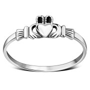 Thin Celtic Claddagh Ring, 925 Sterling Silver, rp671