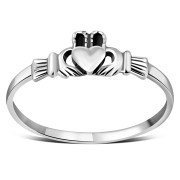 Thin Celtic Claddagh Ring, 925 Sterling Silver, rp671