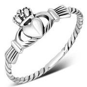 Thin Celtic Claddagh Silver Ring, rp672