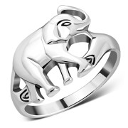 Elephant Plain Silver Ring, rp764