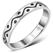 Native Style Silver Band Ring, 925 Sterling Silver, rp773