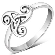 Plain Celtic Triskele Triple Spiral Silver Ring, rp788