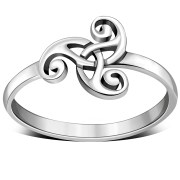 Plain Celtic Triskele Triple Spiral Silver Ring, rp788