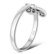 Plain Celtic Triskele Triple Spiral Silver Ring, rp788
