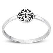 Thin Round Celtic Trinity Knot Silver Ring, rp790