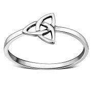 Delicate Plain Light Silver Celtic Trinity Knot Ring, rp793