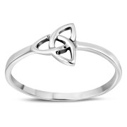 Delicate Plain Light Silver Celtic Trinity Knot Ring, rp793