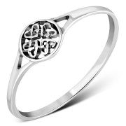 Tiny Delicate Celtic Knot Hearts Silver Ring, rp795