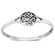 Tiny Delicate Celtic Knot Hearts Silver Ring, rp795