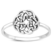 Delicate work Round Plain Celtic Knot Silver Ring, rp808