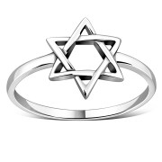 Star of David Light Plain Silver Ring, rp814