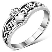 Plain Celtic Knot Silver Claddagh Ring, rp825